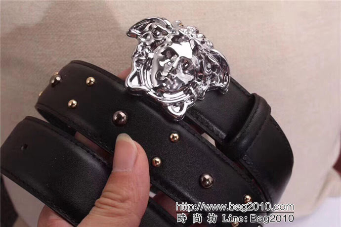 VERSACE範思哲 專櫃同款 原版美人圖扣頭 雙面進口原版小牛皮 男士皮帶  xfp1247